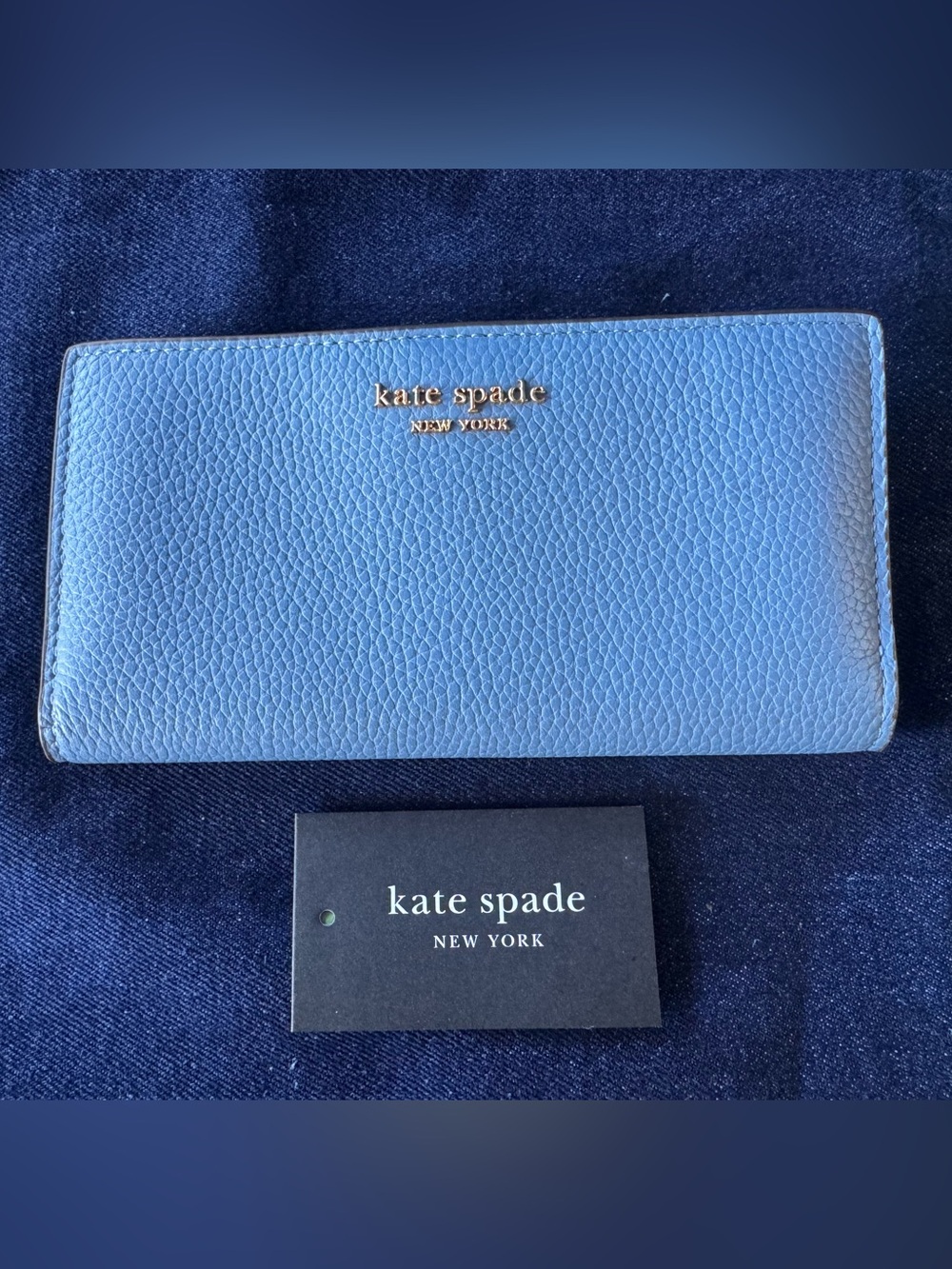 Kate Spade Veronica Manta Blue Pebbled Leather Wallet retail:$138